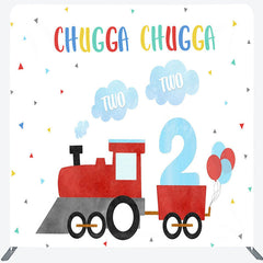 Lofaris Chugga Red Truck 2nd Birthday Square Backdrop