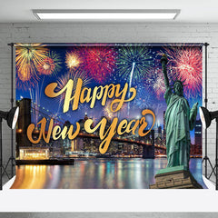 Lofaris City Scene Sparkle Statue Happy New Year Backdrop