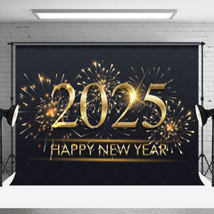 Lofaris Classic Black Gold Simple New Year Holiday Backdrop