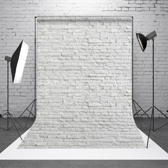 Lofaris Classic Pure White Brick Wall Photography Backdrop