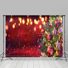 Lofaris Classic Red Bokeh Christmas Tree Decor Backdrop