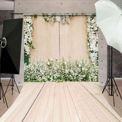 Lofaris Classic White Floral Garden Wedding Sweep Backdrop