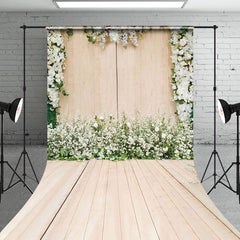 Lofaris Classic White Floral Garden Wedding Sweep Backdrop