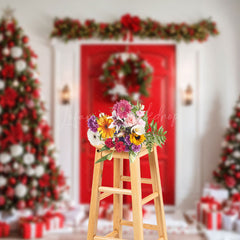 Lofaris Clean Festive White Room Christmas Tree Backdrop