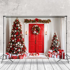 Lofaris Clean Festive White Room Christmas Tree Backdrop