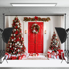 Lofaris Clean Festive White Room Christmas Tree Backdrop