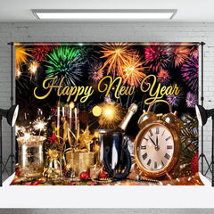 Lofaris Clock Champagne Celebration Happy New Year Backdrop