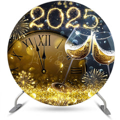 Lofaris Clock Sparkle Cheers 2024 Round New Year Backdrop