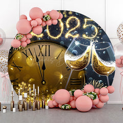 Lofaris Clock Sparkle Cheers 2024 Round New Year Backdrop