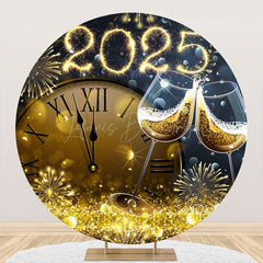 Lofaris Clock Sparkle Cheers 2024 Round New Year Backdrop