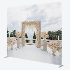 Lofaris Clouds Sky Floral Arch Wedding Pillow Cover Backdrop