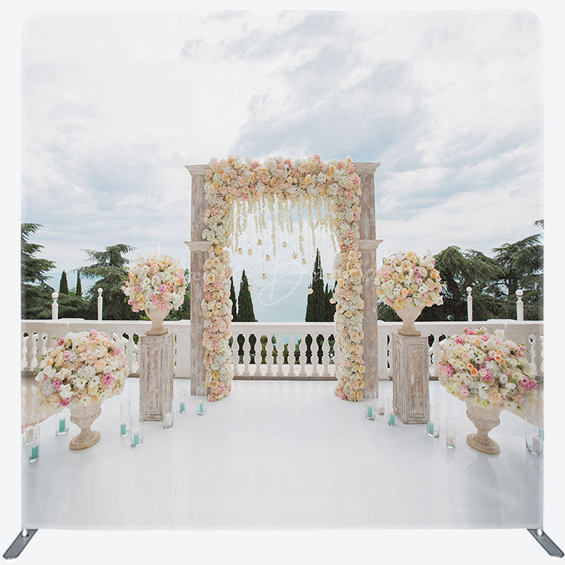 Lofaris Clouds Sky Floral Arch Wedding Pillow Cover Backdrop