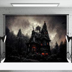 Lofaris Cloudy Scary Deserted Witch House Halloween Backdrop