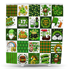 Lofaris Clover Green Plaid St Patricks Day Shower Curtain