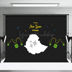 Lofaris Clover Map Black Happy New Year Ethiopia Backdrop