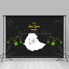 Lofaris Clover Map Black Happy New Year Ethiopia Backdrop