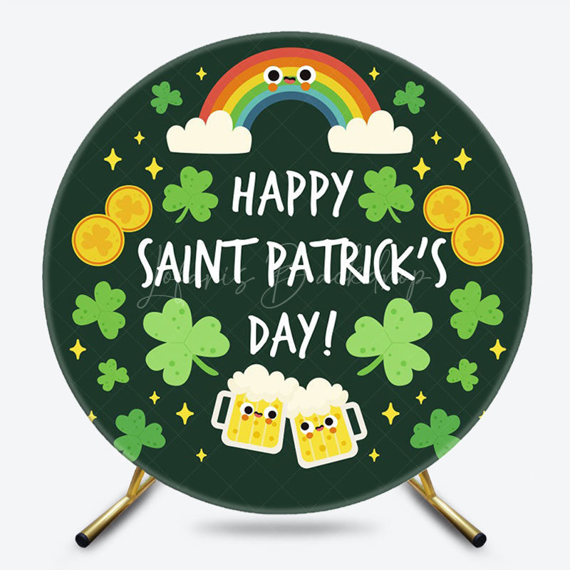 Lofaris Clover Rainbow Beer Round St Patricks Day Backdrop