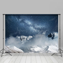 Lofaris Cold Mist Snow Mountain Star Sky Winter Backdrop