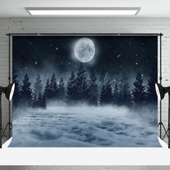 Lofaris Cold Night Moon Forest Snow Winter Photo Backdrop