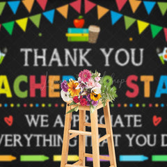 Lofaris Color Flags Black Thank You Teachers Staff Backdrop