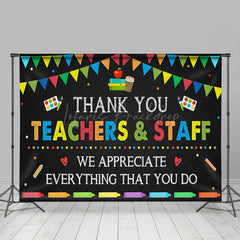 Lofaris Color Flags Black Thank You Teachers Staff Backdrop