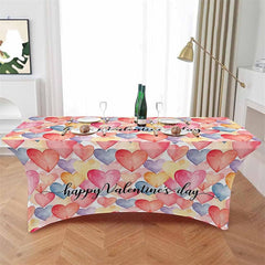 Lofaris Color Love Heart Happy Valentine Day Stretch Table Cover