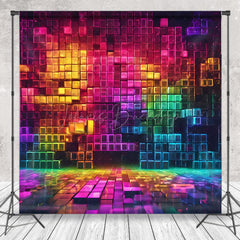 Lofaris Color Neon Bricks Dance Party Theme Backdrop