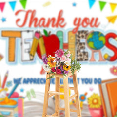 Lofaris Color Stationery Thanks You Teachers Staff Backdrop