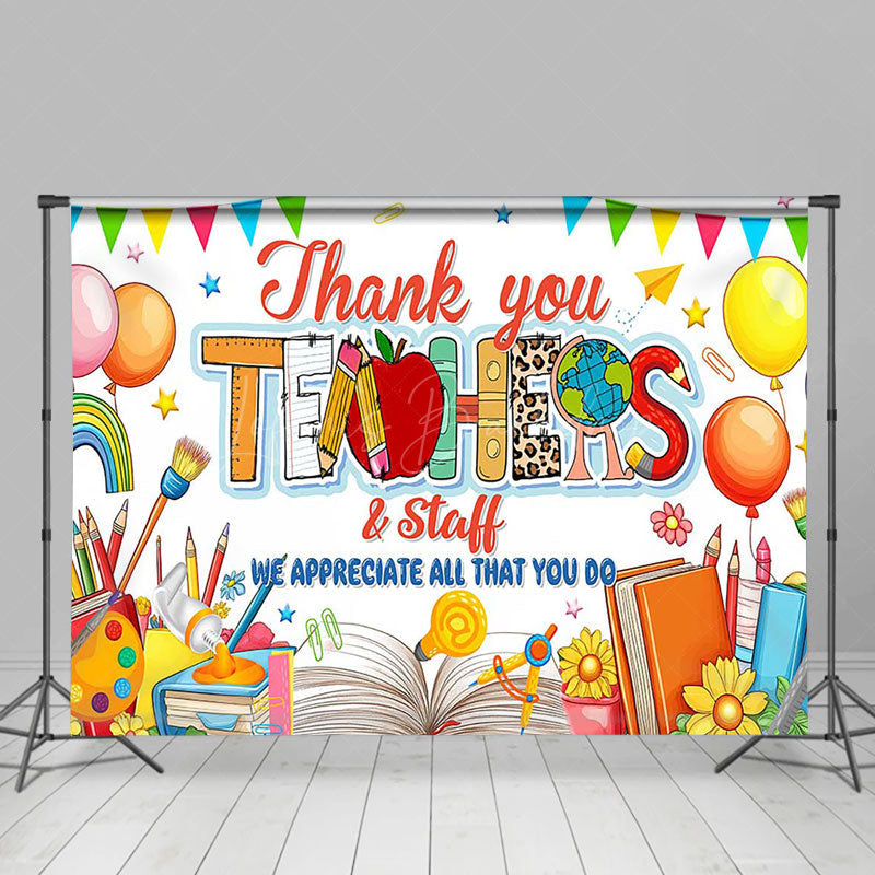 Lofaris Color Stationery Thanks You Teachers Staff Backdrop