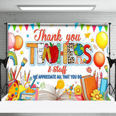 Lofaris Color Stationery Thanks You Teachers Staff Backdrop