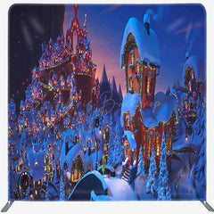 Lofaris Colored Light Village Christmas Pillow Cover Backdrop