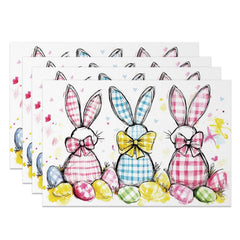 Lofaris Colored Sketch Bunny Eggs Easter Set Of 4 Placemats