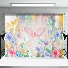 Lofaris Colorful Aesthetic Floral Butterfly Fine Art Backdrop