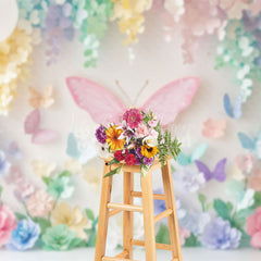 Lofaris Colorful Aesthetic Floral Butterfly Fine Art Backdrop