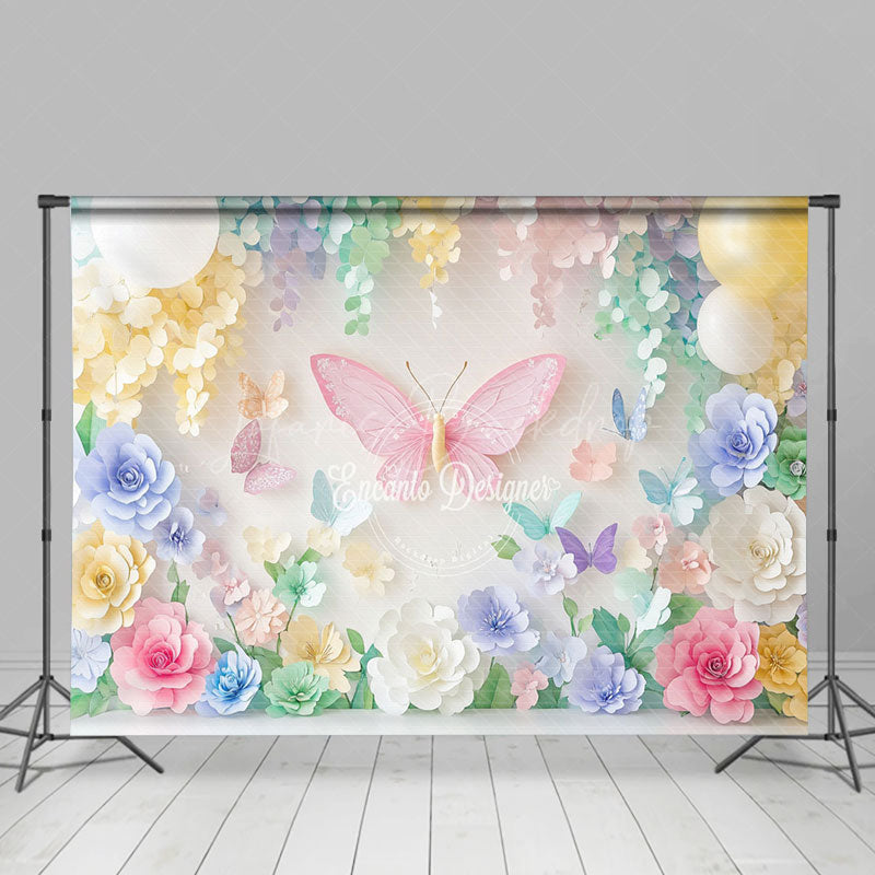 Lofaris Colorful Aesthetic Floral Butterfly Fine Art Backdrop