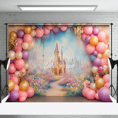 Lofaris Colorful Arch Balloon Castle Cake Smash Backdrop