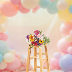 Lofaris Colorful Arch Balloons Cake Smash Photo Backdrop