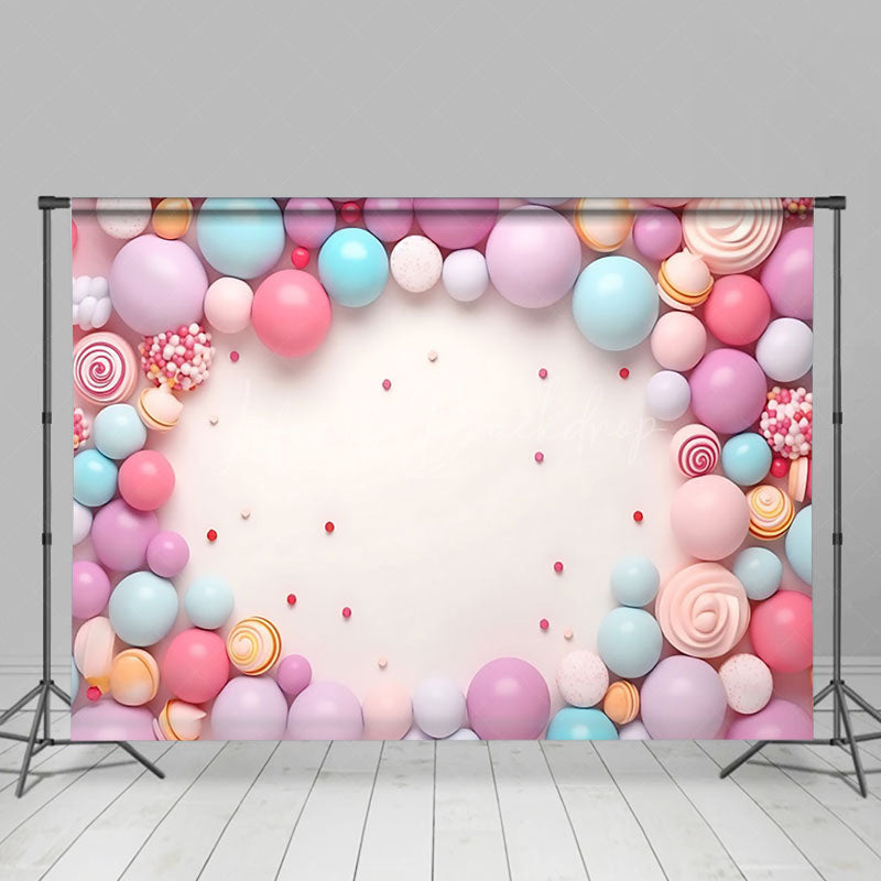 Lofaris Colorful Balloon Candyland Cake Smash Photo Backdrop