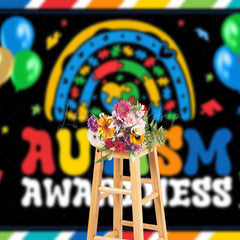 Lofaris Colorful Balloon Puzzle Autism Awareness Backdrop