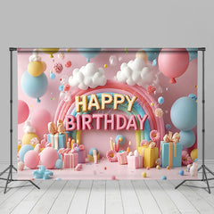 Lofaris Colorful Balloons Cloud Gifts Cake Smash Backdrop