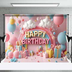 Lofaris Colorful Balloons Cloud Gifts Cake Smash Backdrop