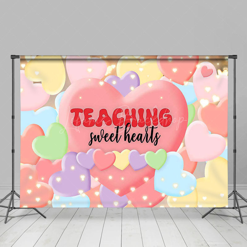 Lofaris Colorful Balloons Teaching Sweet Hearts Backdrop