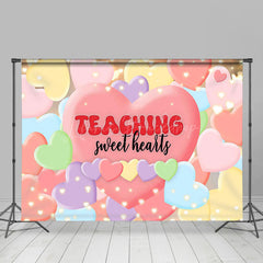 Lofaris Colorful Balloons Teaching Sweet Hearts Backdrop