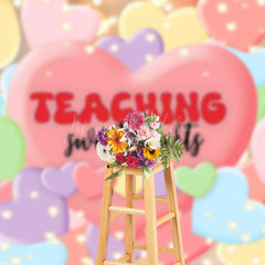 Lofaris Colorful Balloons Teaching Sweet Hearts Backdrop