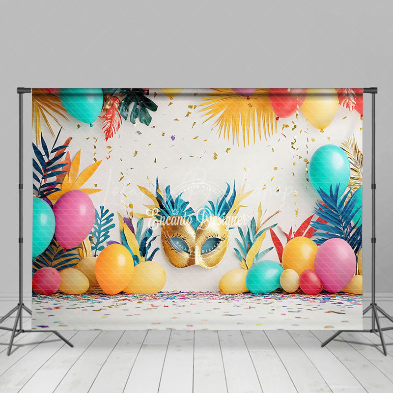 Lofaris Colorful Balloons Tribal Leaf Cake Smash Backdrop