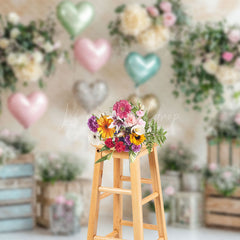 Lofaris Colorful Balloons Wood Flowerpot Romantic Backdrop