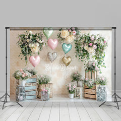 Lofaris Colorful Balloons Wood Flowerpot Romantic Backdrop