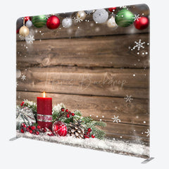 Lofaris Colorful Bells Snowy Wooden Bokeh Christmas Backdrop