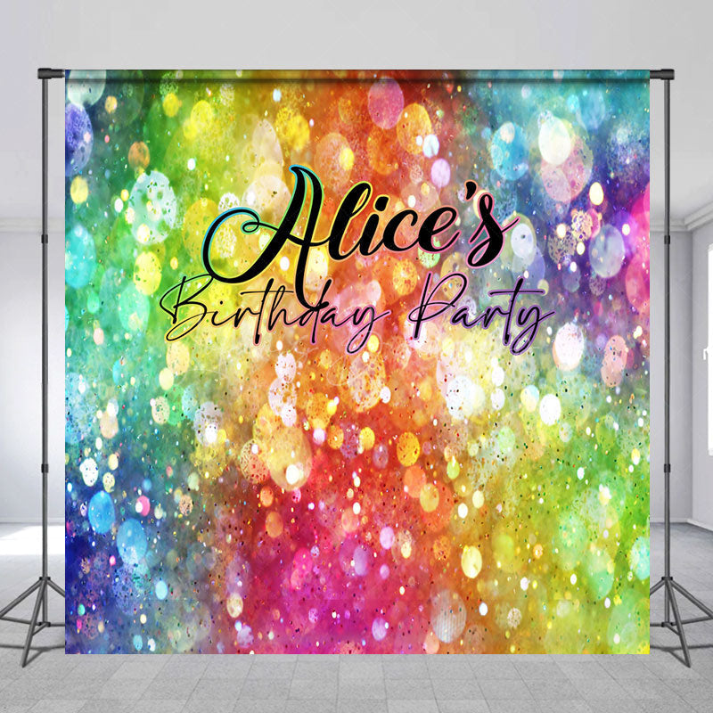 Lofaris Colorful Bokeh Custom Name Birthday Party Backdrop