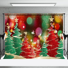 Lofaris Colorful Bokeh Star Gilt Gold Tree Christmas Backdrop